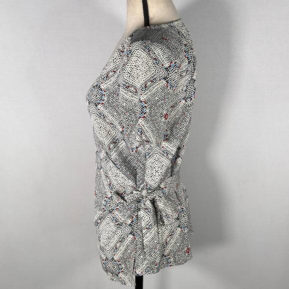 Bobeau Kaleidoscope Wrap V-Neck Blouse Multicolor Women's Size Small NWT - Picture 4 of 9